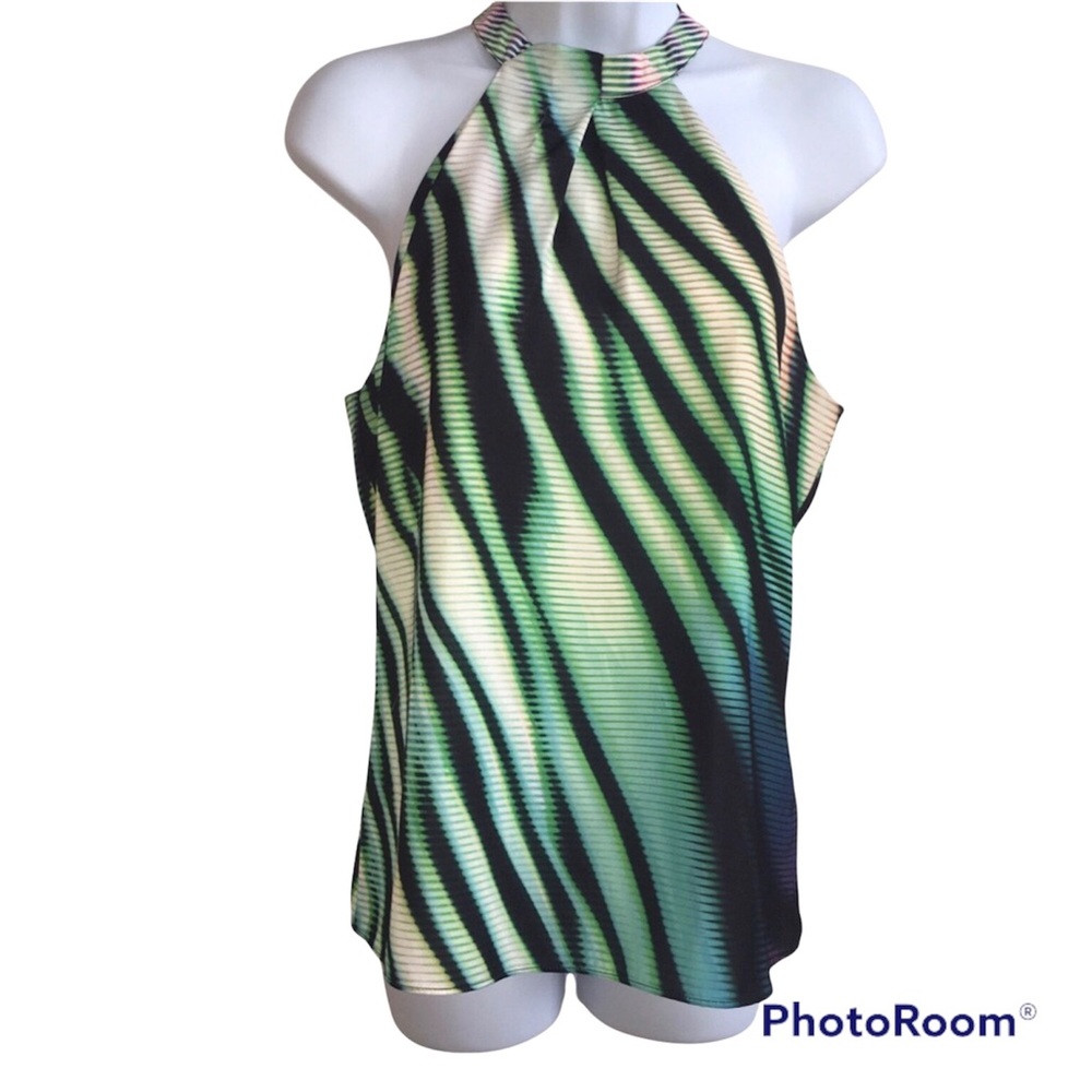 Calvin Klein Green and Black Zebra Print Blouse / halter top